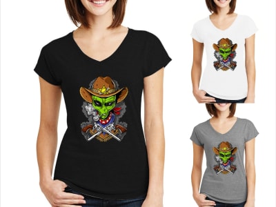 Woman Tshirt UFO Cowboy
