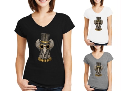 Camiseta Mujer Elefante Bebé Steampunk