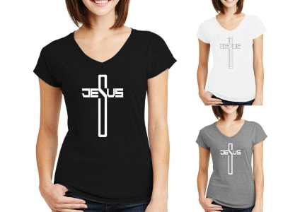 Woman Tshirt Jesus Cross