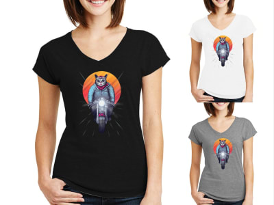 Camiseta Mujer Gato Motorista