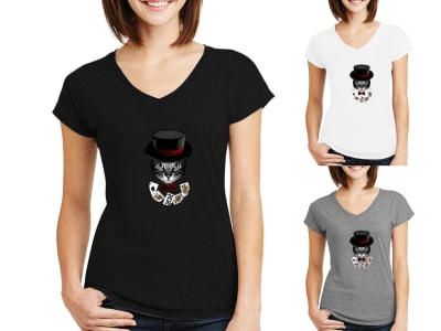 Camiseta Mujer Gato Poker