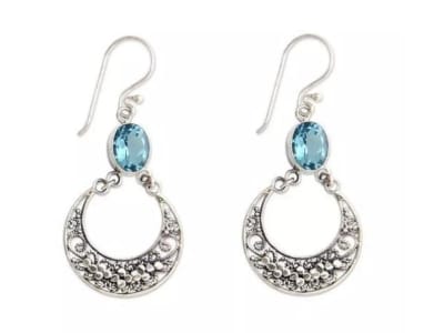 Pendientes de estilo bohemio, de plata Tailandesa, con detalle en piedra de topa ...