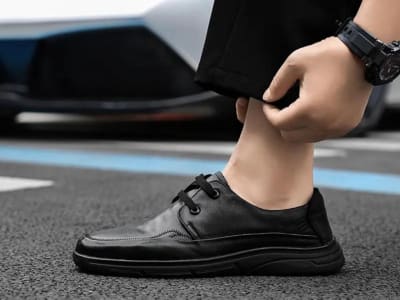 Zapatos de vestir para hombre, de cuero genuino, con cordones