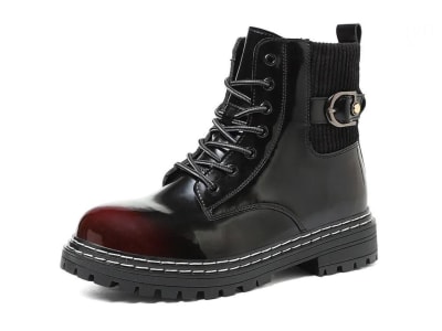 Botas de cuero unisex, estilo Dr Martens, con detalle de hebilla