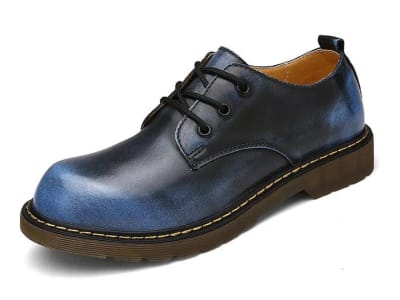 Zapatos de cuero para hombre, de estilo casual y cordones