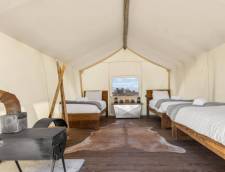 Safari Tent (Shared Bathhouse) with 3 Twin Beds