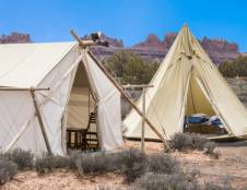 Safari Tent (Shared Bathhouse) with Kids Tent - 1 King & 2 Twins