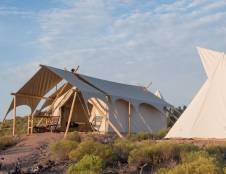 Safari Tent (Shared Bathhouse) with Kids Tent - 1 King & 2 Twins