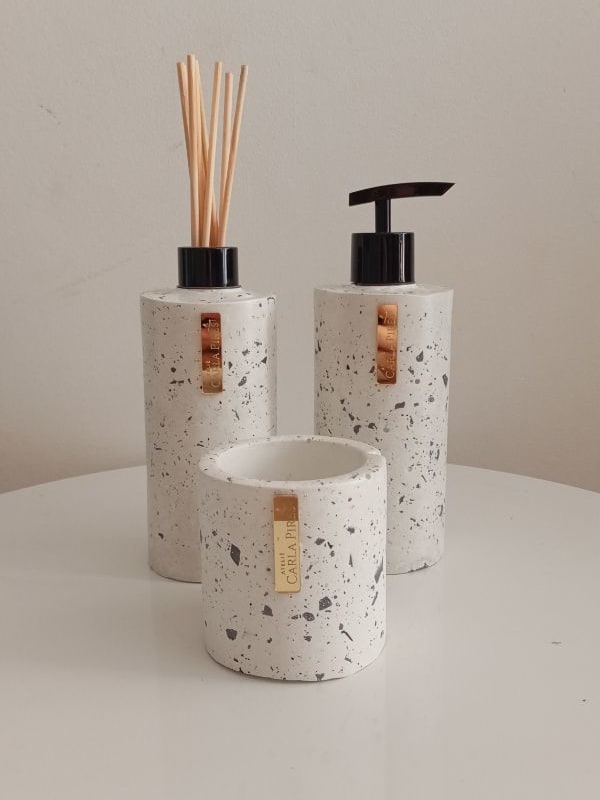 Kit banheiro lavabo granilite - 3 peças 