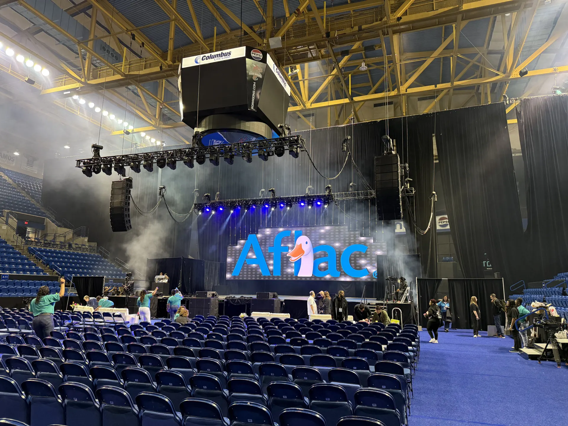 Corporate lighting design at Aflac Conference in State Farm Arena