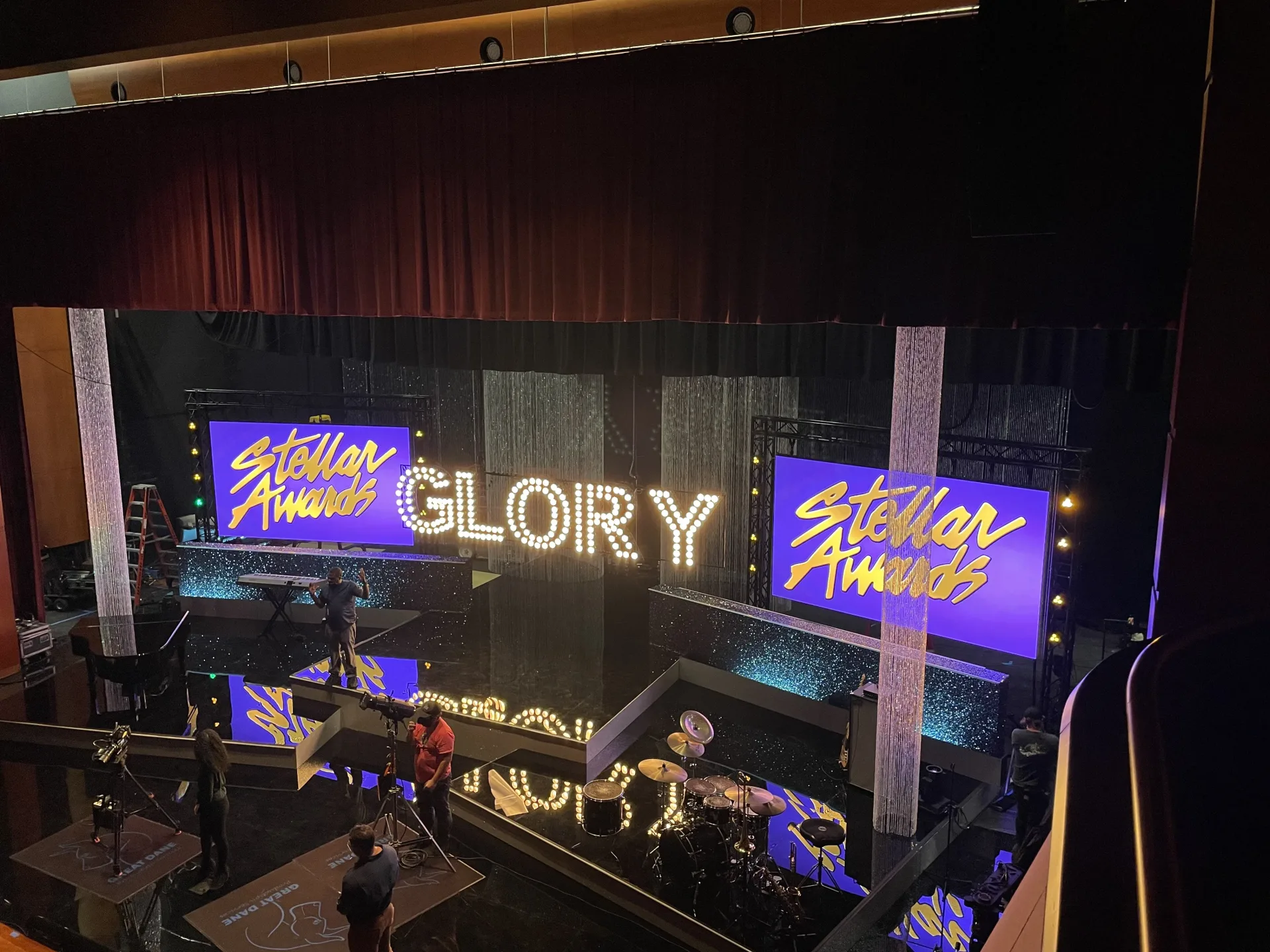 Stellar Awards gospel music stage with LED panels and marquee letter lighting