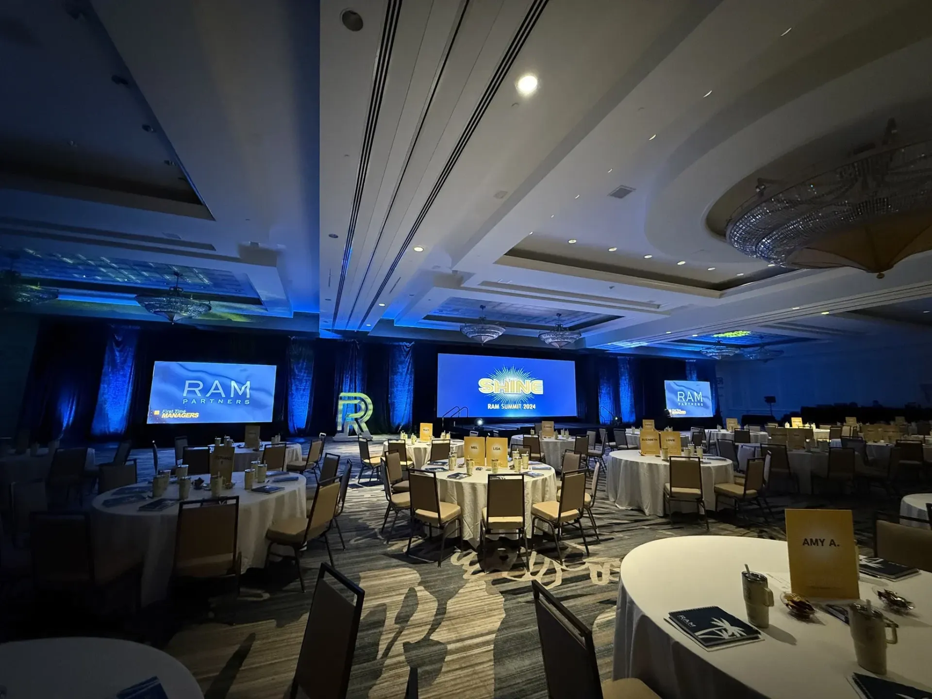 Corporate event staging with LED wall