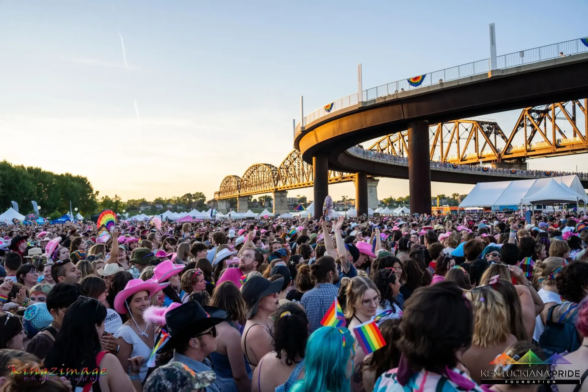 Kentuckiana Pride stage with full lighting rig