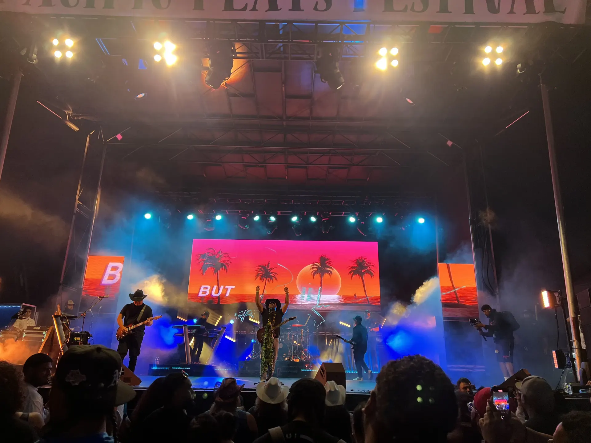 Pacific Feats Festival with wash, blinders, moving heads, and touring rig lighting