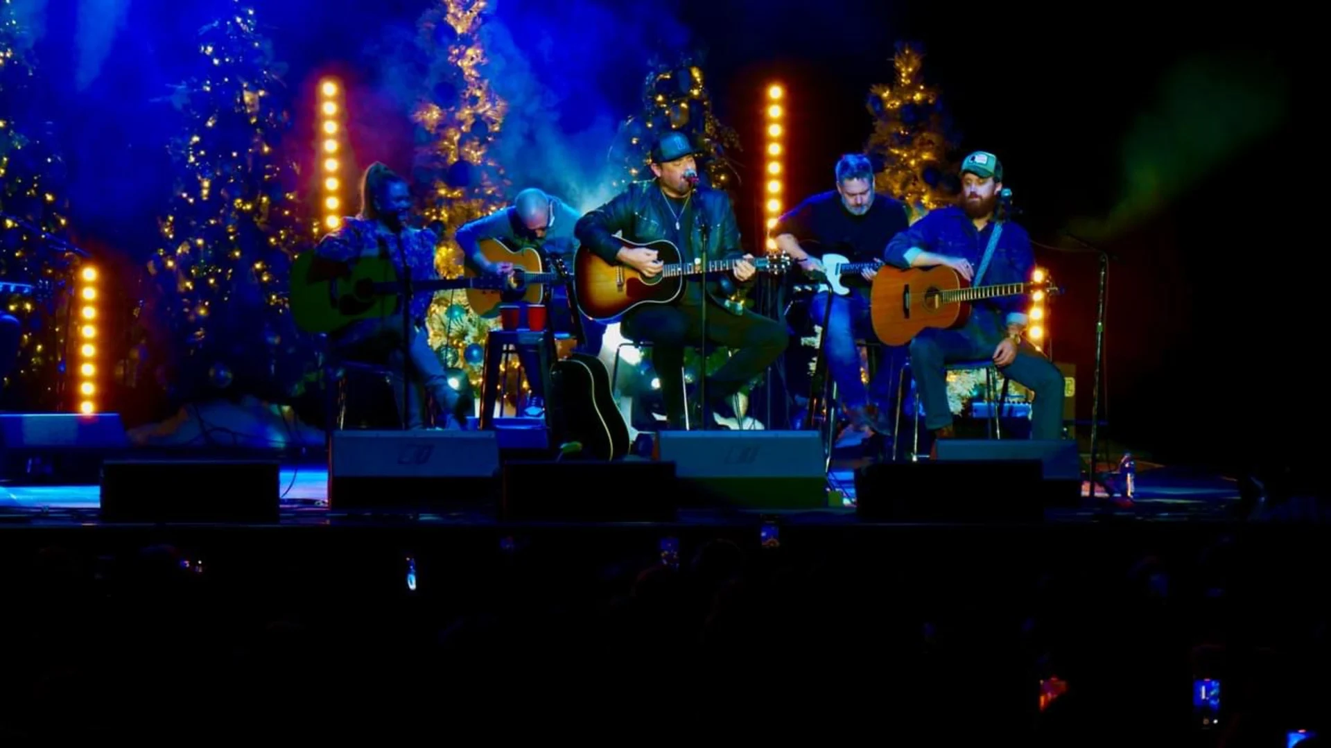 Full arena stage with LED video wall and audio systems