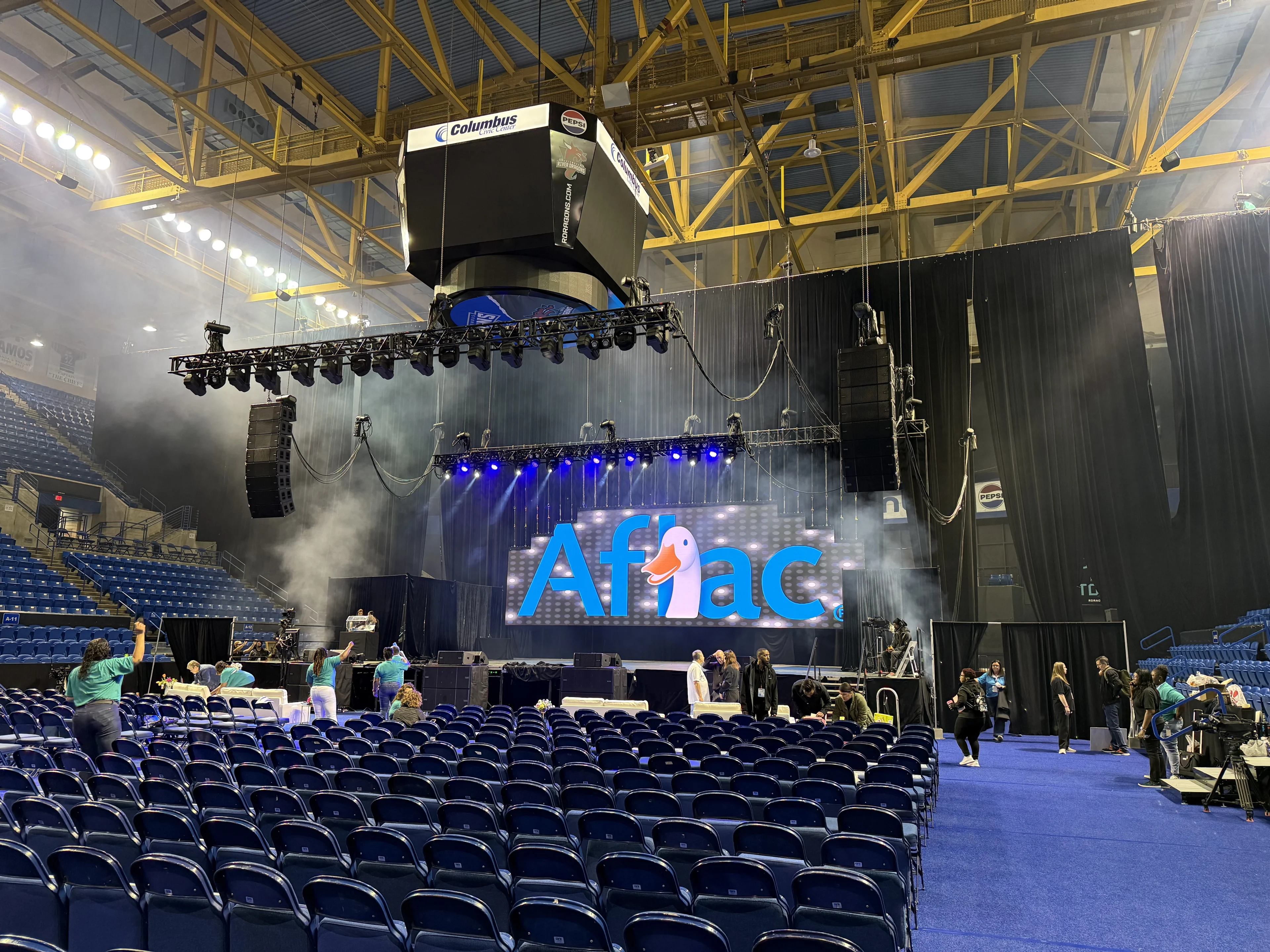 Corporate lighting design at Aflac Conference in State Farm Arena