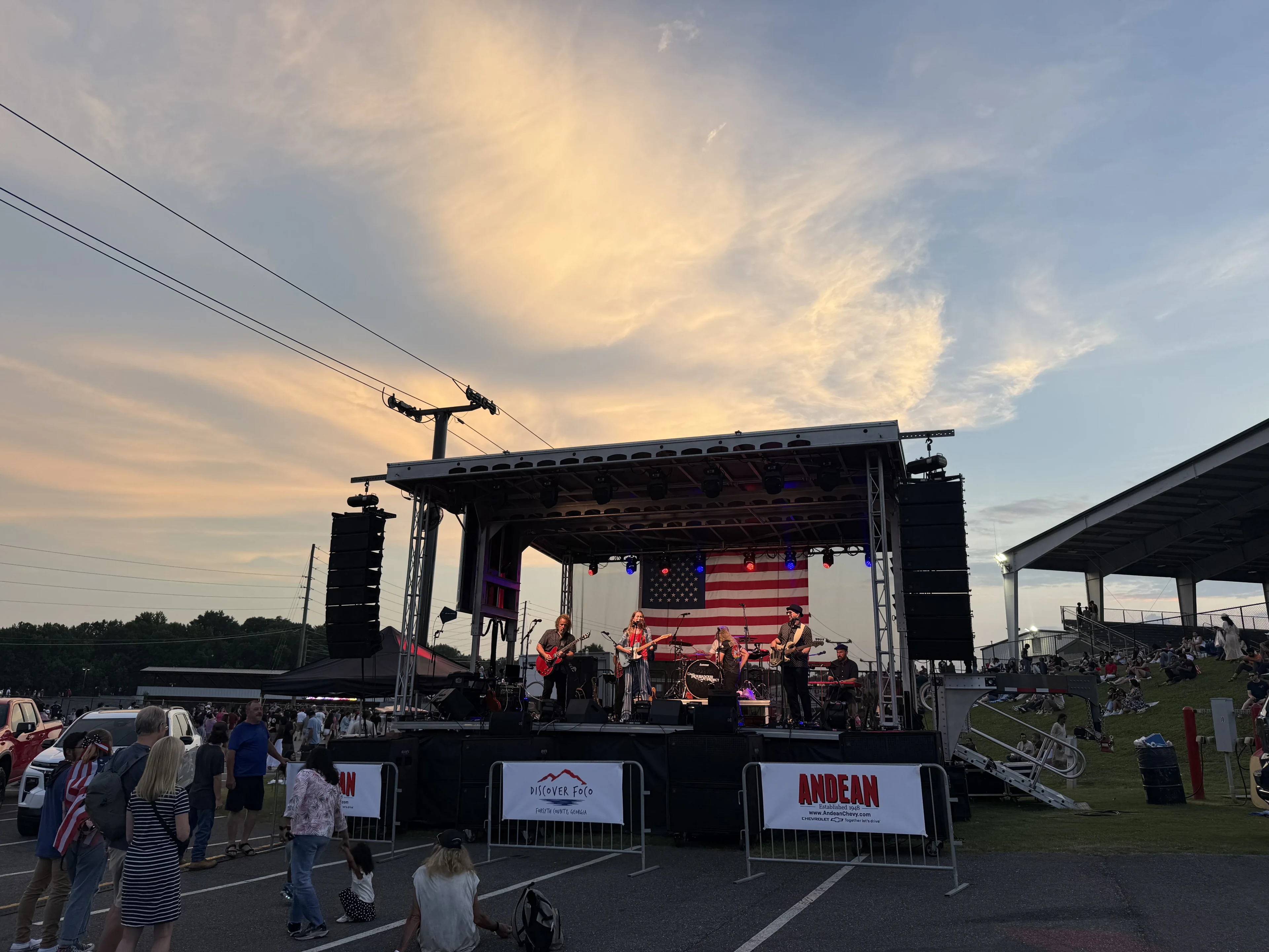 July 4th Celebration on an APEX 2420 mobile stage with concert audio and lighting