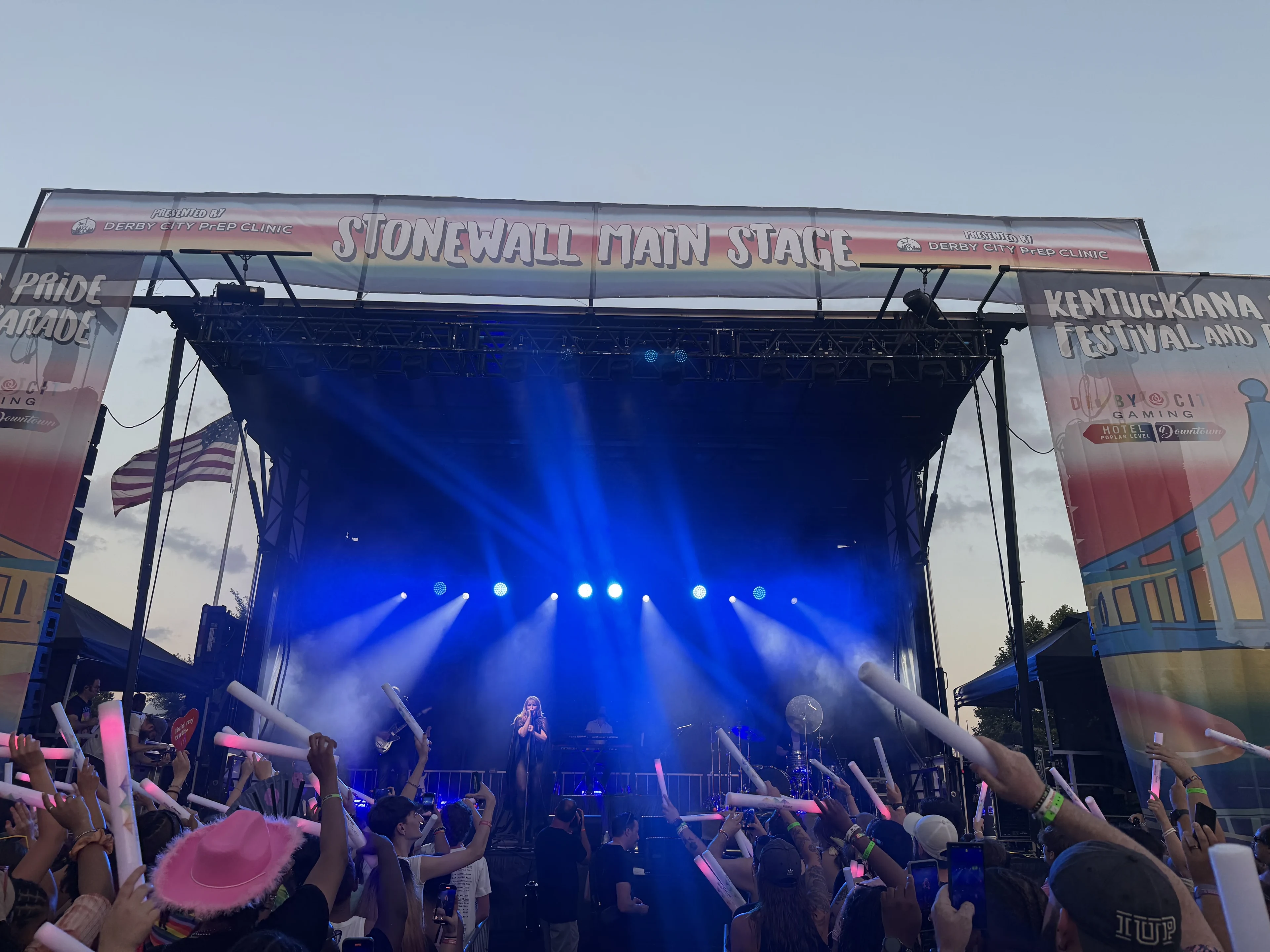 Festival flown truss moving head beam lighting production