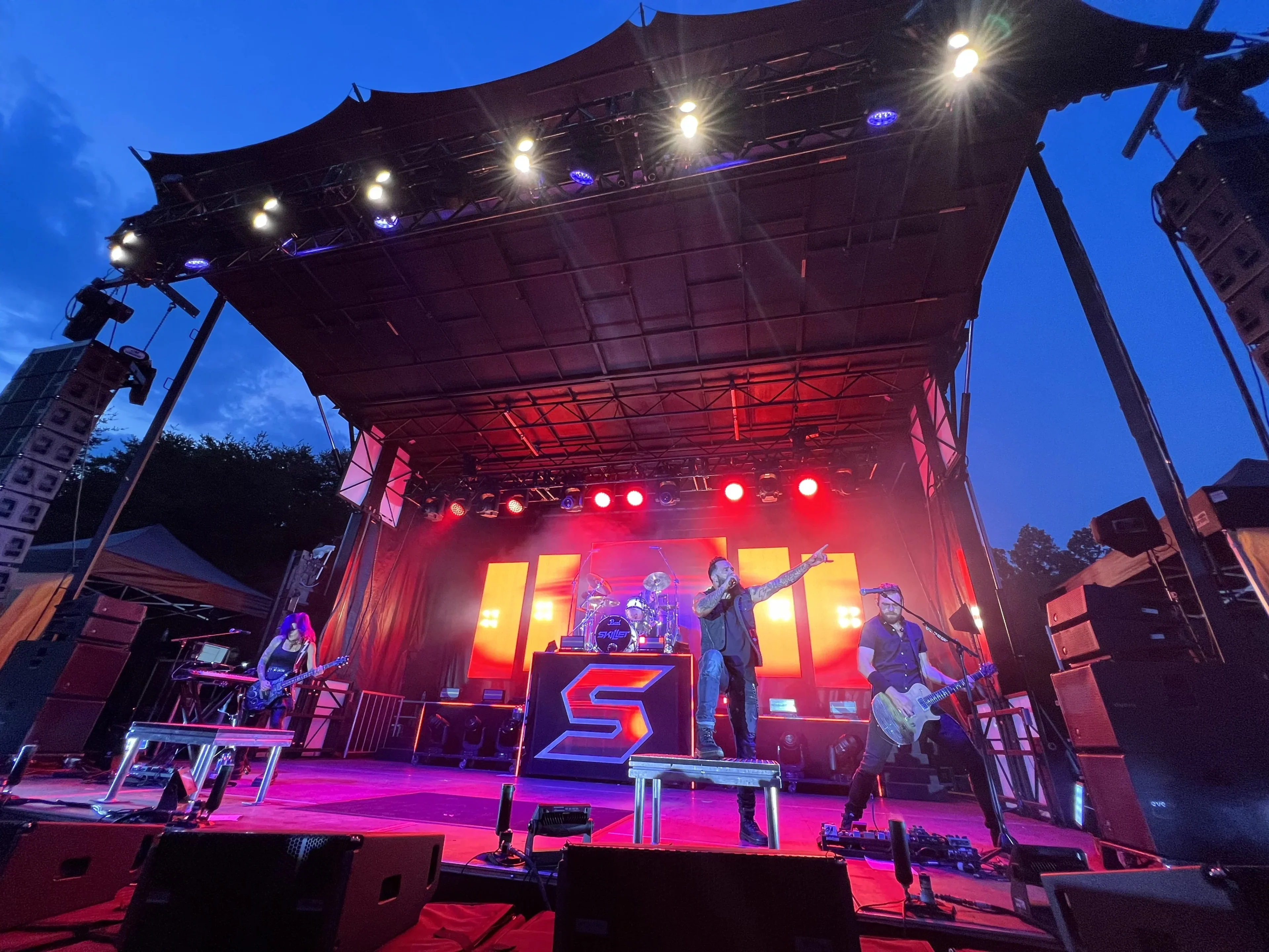 Flown truss moving head LED wash festival lighting production