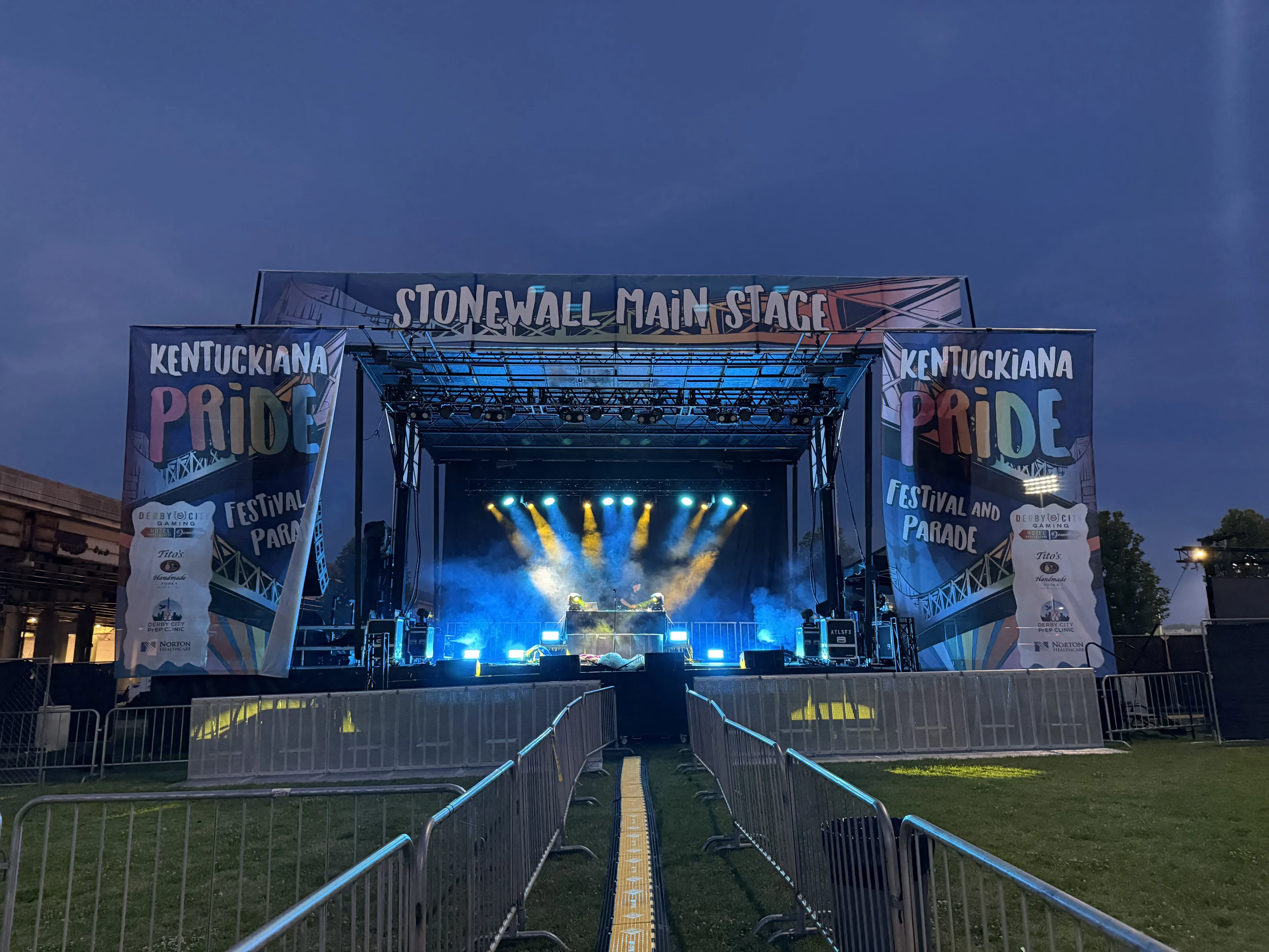Kentuckiana Pride Festival 2026 on the Stageline SL260 with festival audio, concert lighting, and IMAG LED video wall