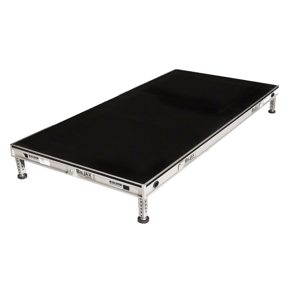 Modular deck stage — transparent product view showing 4x8 platforms and adjustable legs