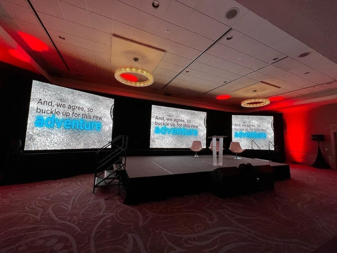 Fine-pitch indoor LED video wall at an Atlanta corporate event