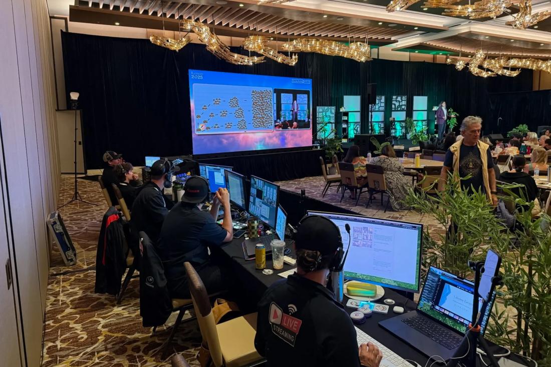 Event crew coordinating production and staging