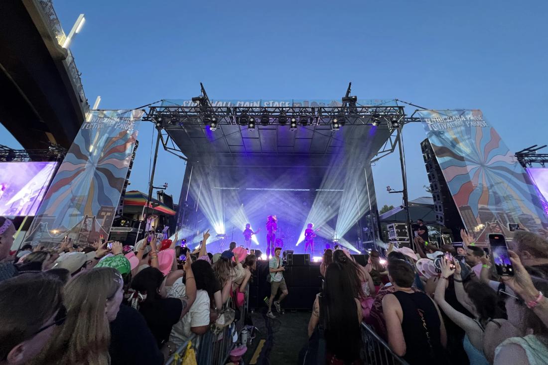 Kentuckiana Pride SL260 stage with moving-head lighting