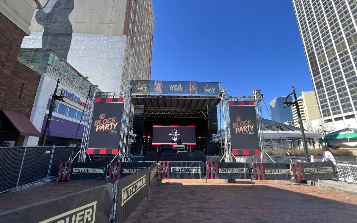 Atlanta United block party stage setup front view
