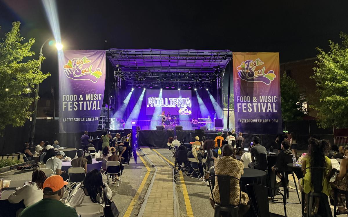 Large-scale outdoor concert staging with LED video wall
