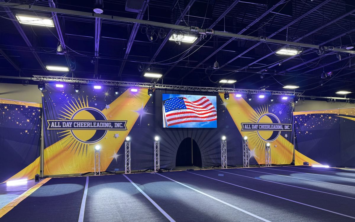 Cheerleading competition stage view