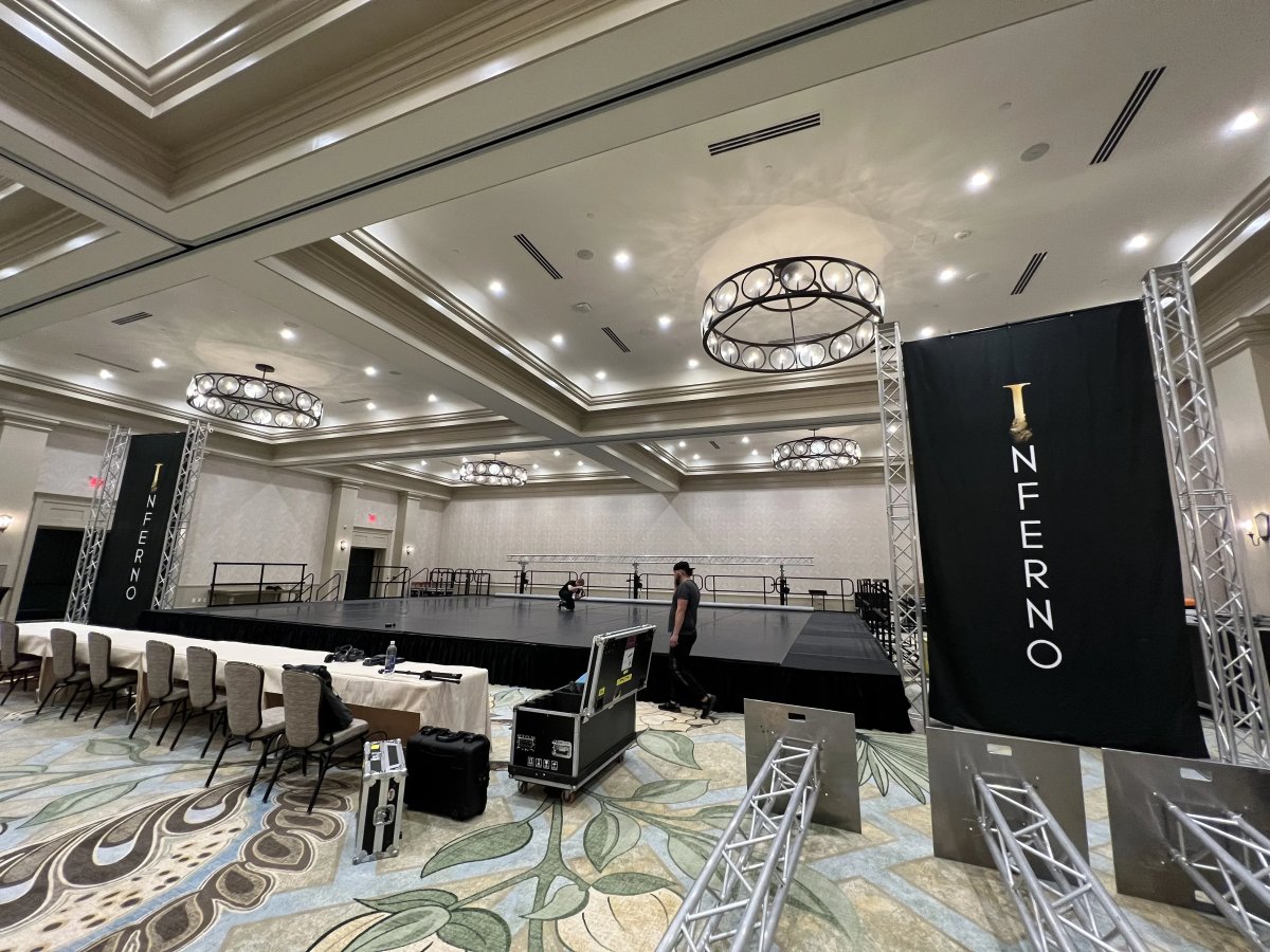 Indoor corporate stage with LED wall and lighting