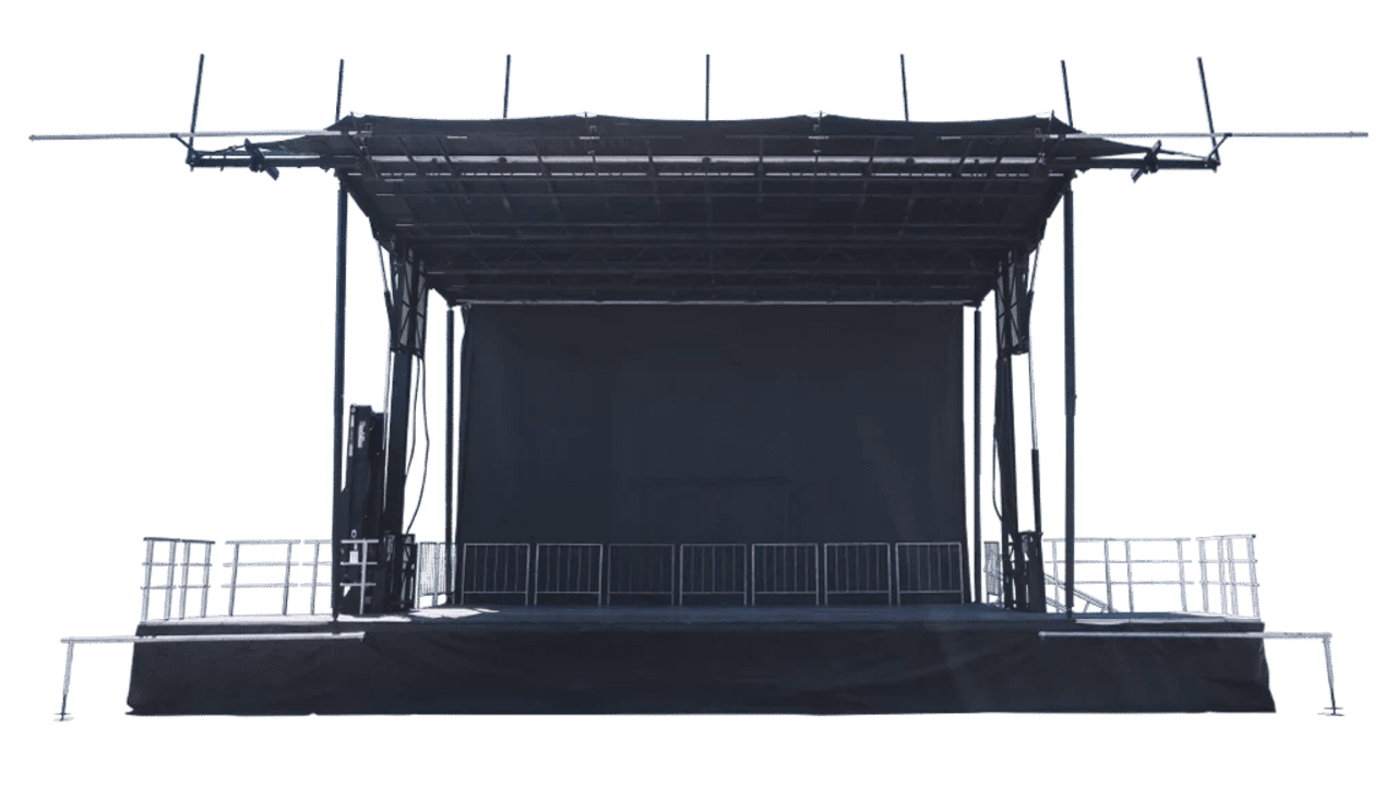 Stageline SL260 mobile stage — 32' x 24' industry standard touring stage with 18,000 lb roof capacity