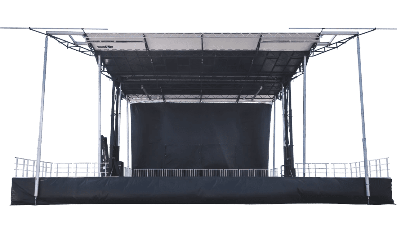 Stageline SL320 mobile stage — 40' x 40' largest mobile stage with 26,000 lb roof capacity