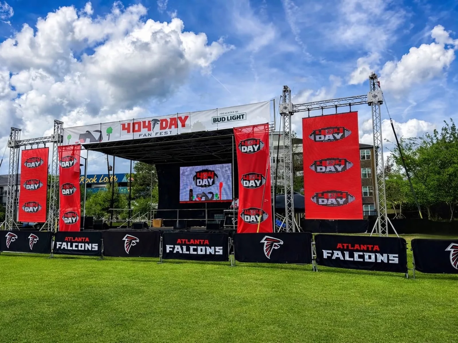 Outdoor stadium LED video walls at an Atlanta activation