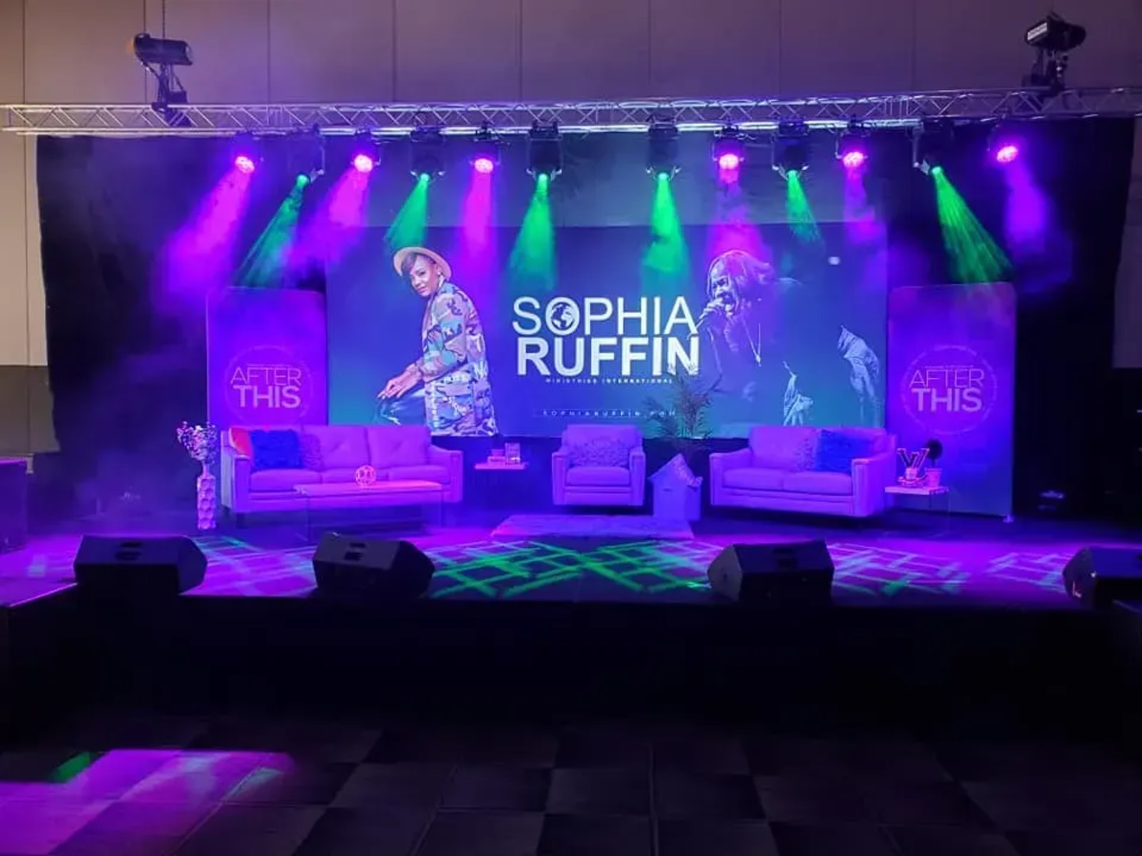 Indoor corporate LED wall in a vertical stage scene