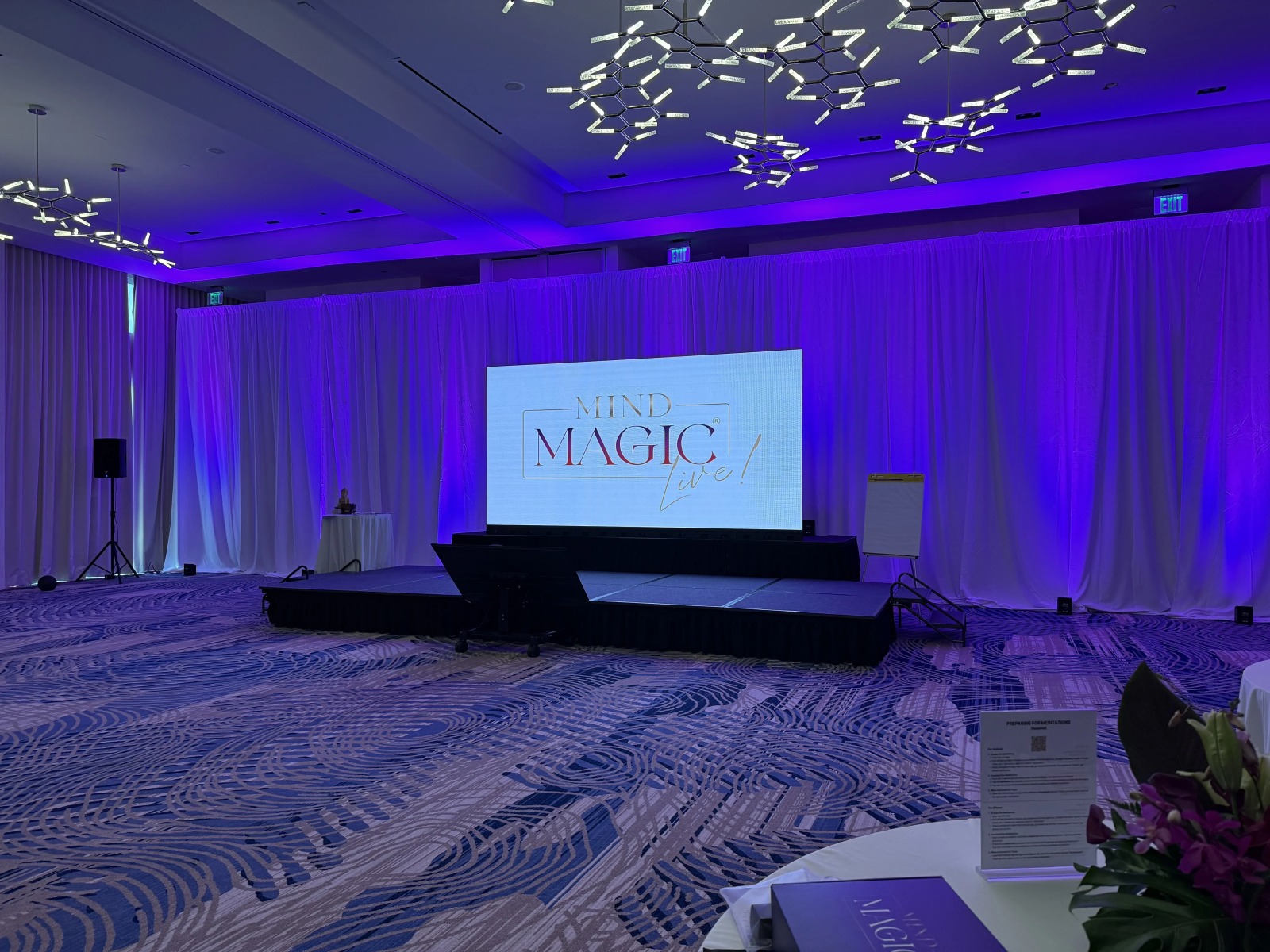 Indoor corporate LED wall stage setup