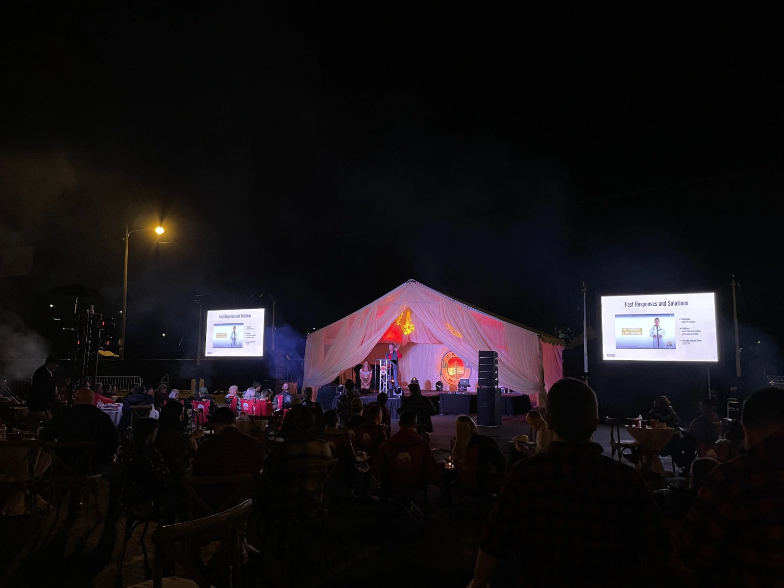 Outdoor LED video wall at a night stage setup
