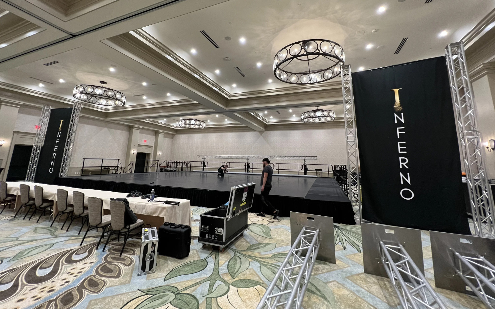 Outdoor 4x8 deck staging platform with steps