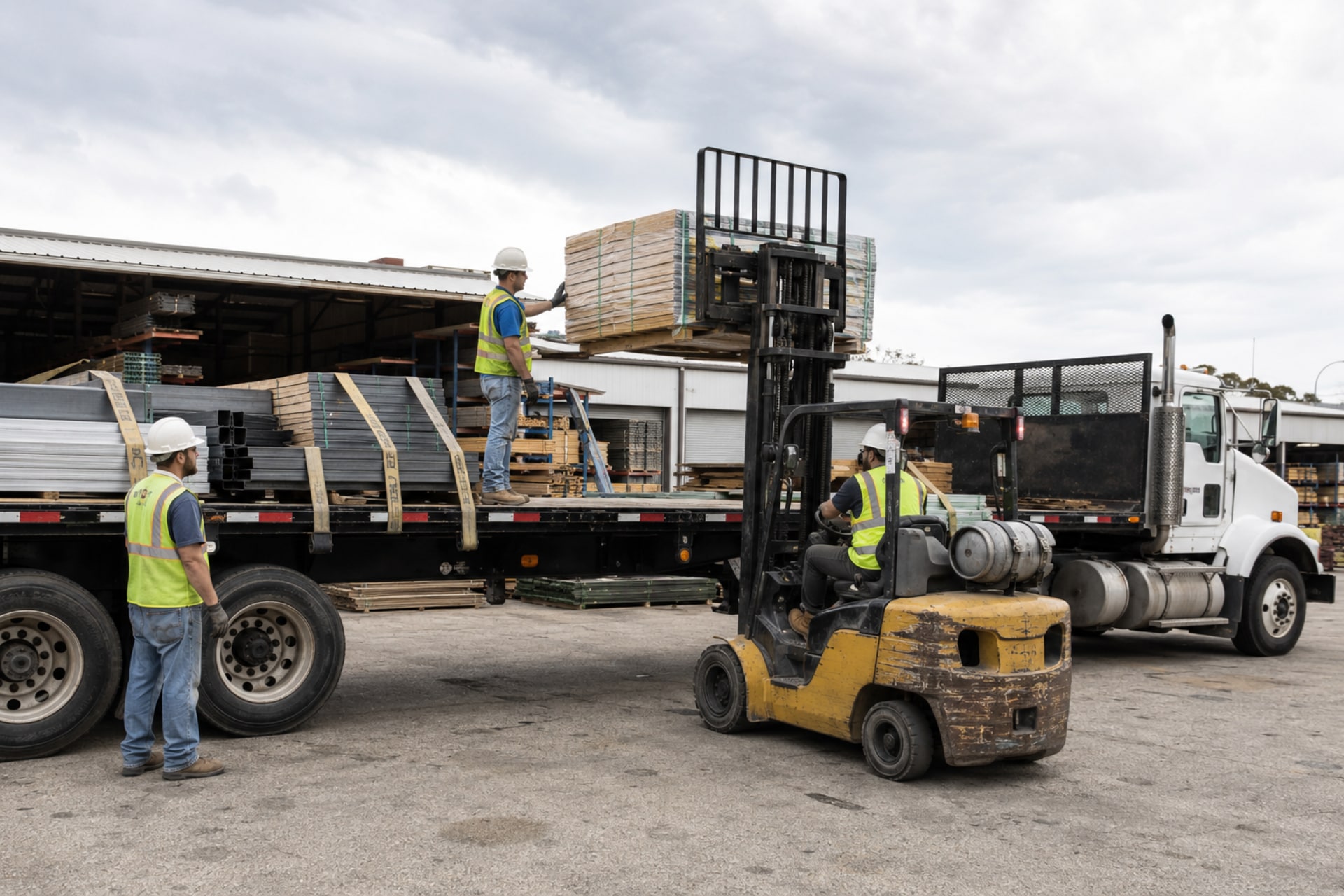 Loading a will-call order at a Tampa supply house counter for delivery to a jobsite