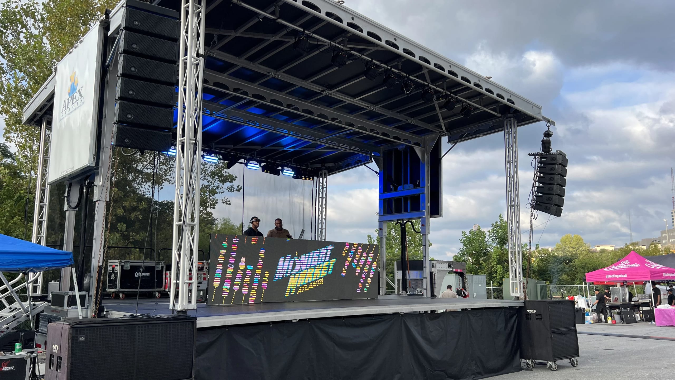 Brand activation production — Apex LED video wall and mobile stage at Midnight Market Atlanta