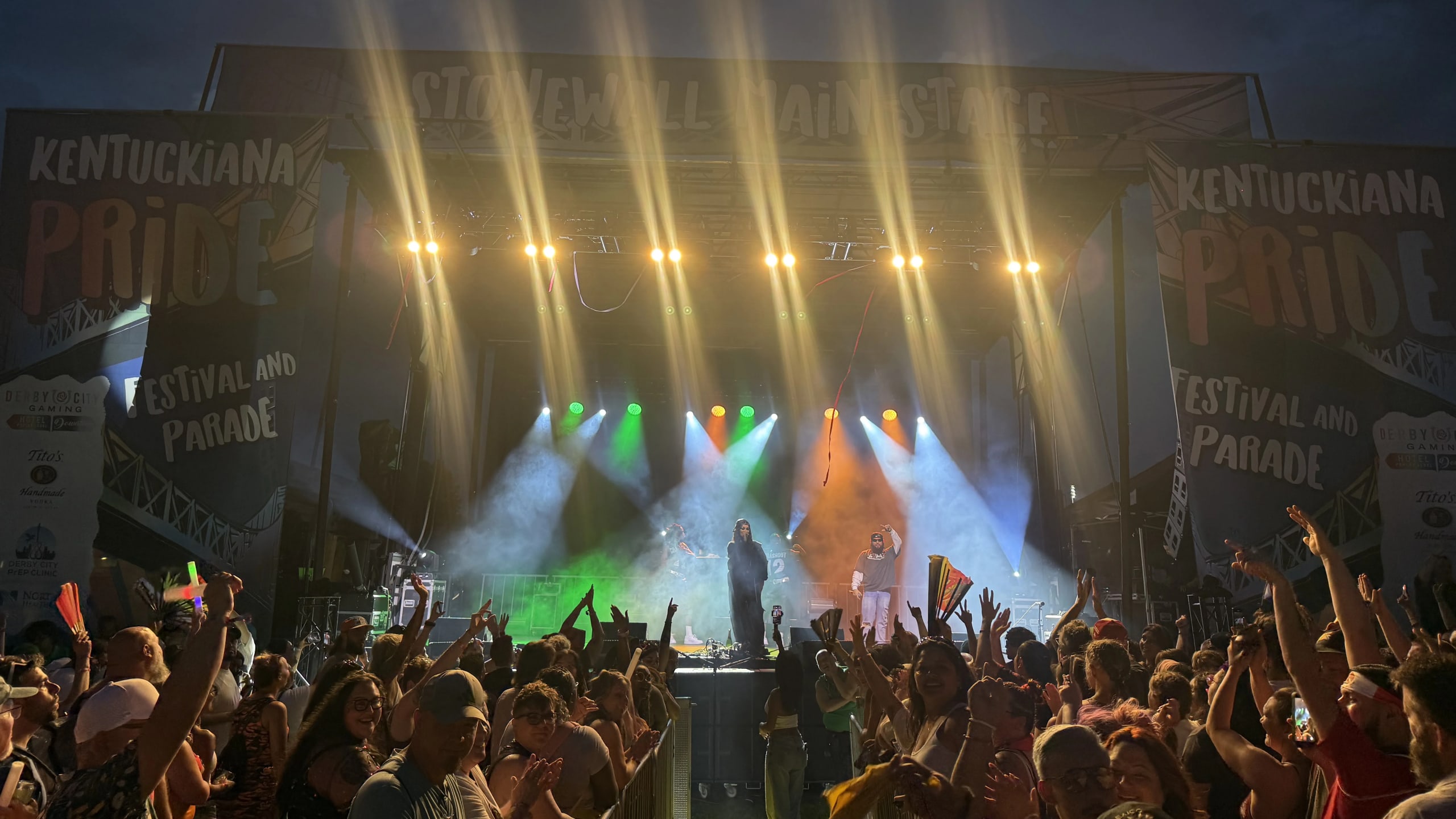 Professional lighting production with moving head LED beams at concert