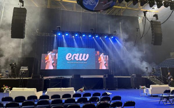 Aflac corporate conference at Gas South Arena with LED and staging