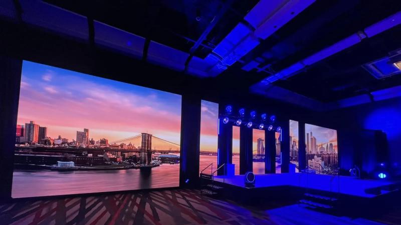 Indoor LED wall corporate stage setup