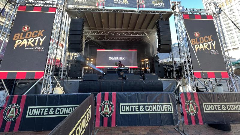 Atlanta United block party with SL100 mobile stage