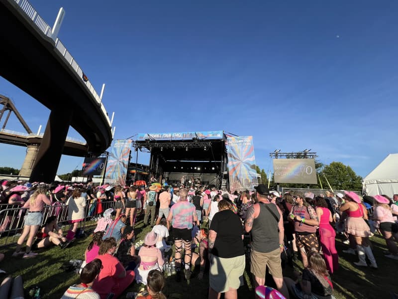 Kentuckiana Pride main stage with Chappell Roan performing and massive crowd