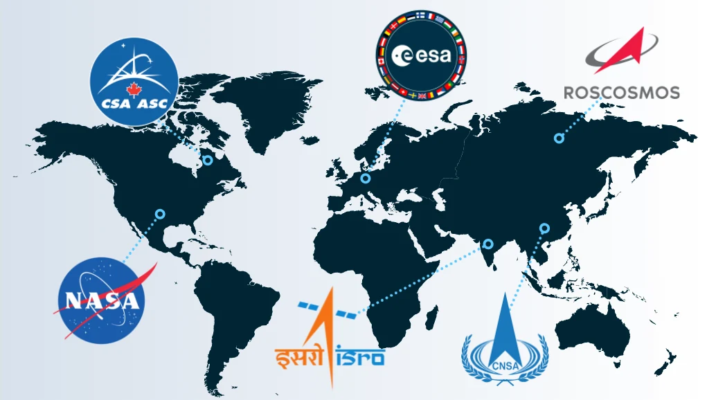 world map of all nasa space stations