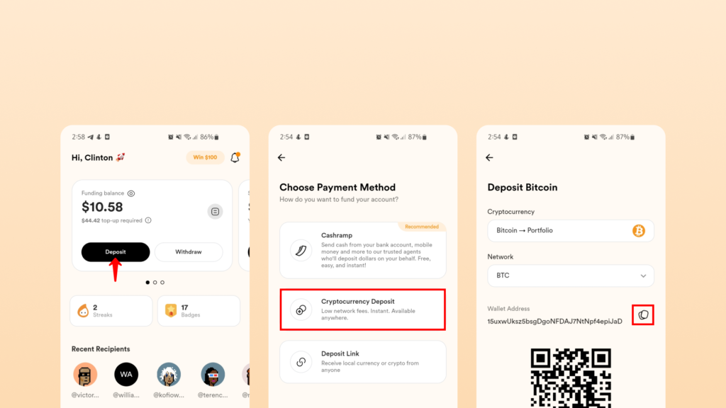 Create your Accrue account and generate a Bitcoin address