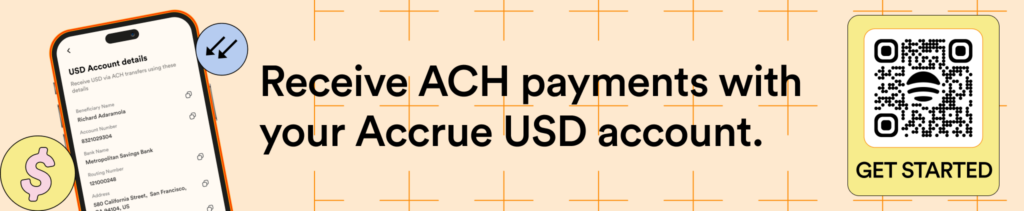 receive ach payments with accrue usd account