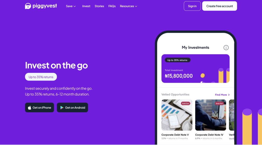 piggyvest website invest page